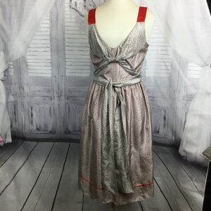 Ruth Silk Dress Gray Red NWT 8